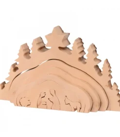 Crèche De Noël Taillee Dans Une Ecorce De Bois, Motif Grotte, 20 Cm<Waldfabrik, photophore en bois et étoile sapin de Noël Best