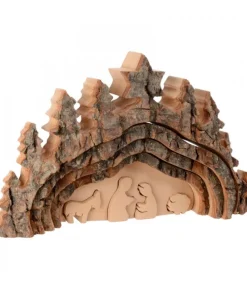 Crèche De Noël Taillee Dans Une Ecorce De Bois, Motif Grotte, 20 Cm<Waldfabrik, photophore en bois et étoile sapin de Noël Best