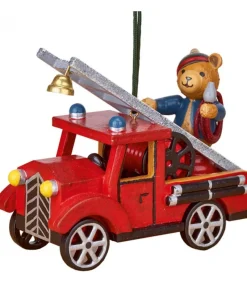 Déco Sapin Vintage, Ourson Sur Voiture De Pompier<Hubrig, figurines pour enfant Fashion