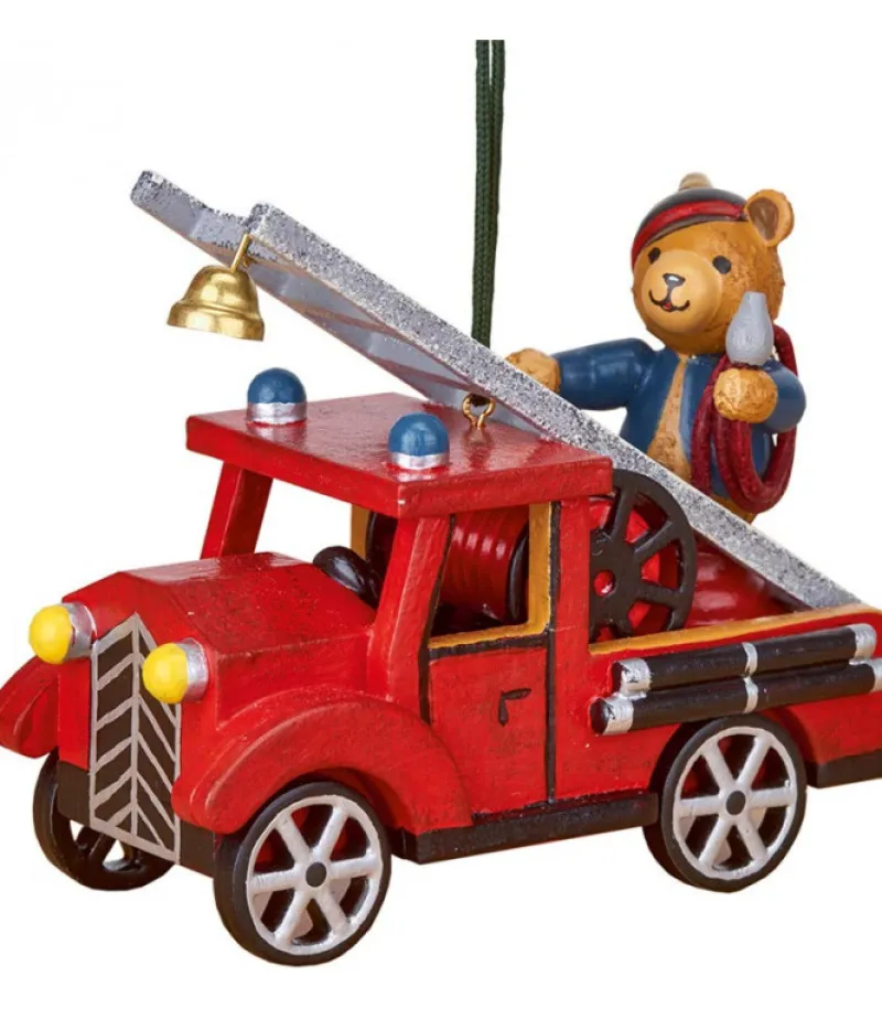 Déco Sapin Vintage, Ourson Sur Voiture De Pompier<Hubrig, figurines pour enfant Fashion
