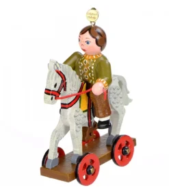 Décoration Sapin De Noël Vintage, Enfant Sur Un Cheval De Bois,<Hubrig, figurines pour enfant New