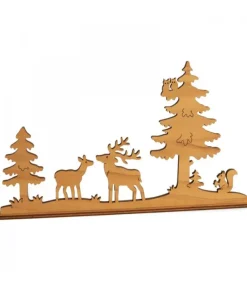 Diorama En Placage D'Olivier, Cerf Et Biche Dans La Foret, 12 Cm<Waldfabrik, photophore en bois et étoile sapin de Noël Clearance