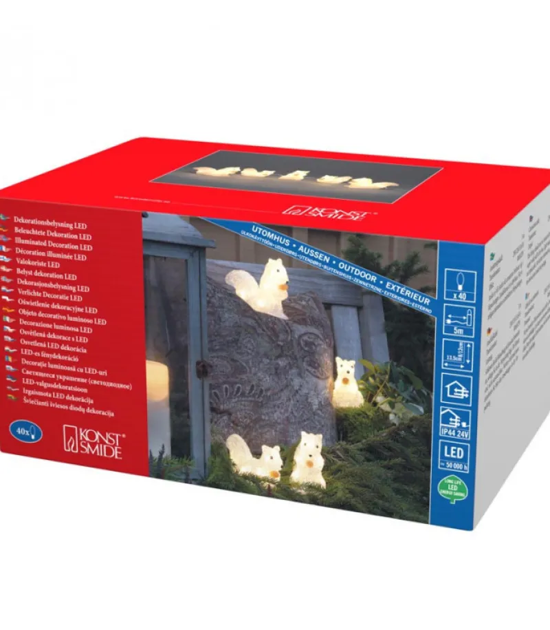 Ecureuils Lumineux 12 Cm En Acrylique, 40 Diodes Blanc Chaud<Konstsmide, guirlandes lumineuses de Noël Shop