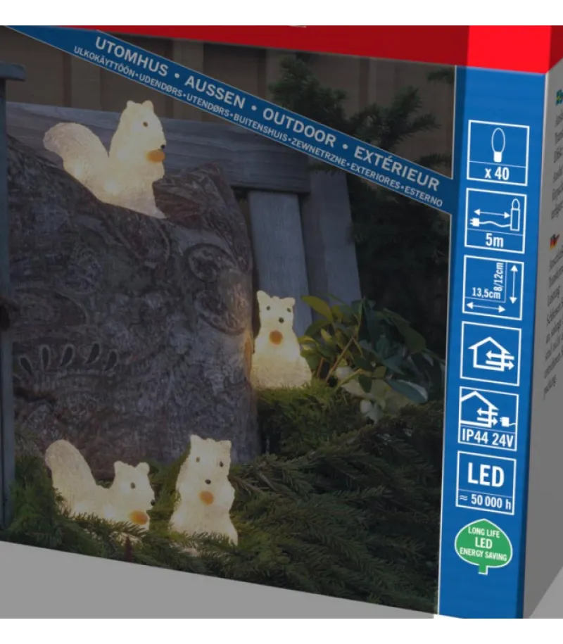 Ecureuils Lumineux 12 Cm En Acrylique, 40 Diodes Blanc Chaud<Konstsmide, guirlandes lumineuses de Noël Shop