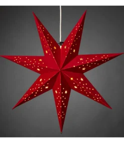 Etoile Lumineuse 7 Branches En Papier Velours Rouge A Suspendre, 60 Cm<Konstsmide, guirlandes lumineuses de Noël Hot