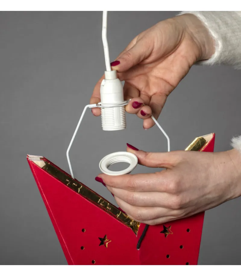 Etoile Lumineuse 7 Branches En Papier Velours Rouge A Suspendre, 60 Cm<Konstsmide, guirlandes lumineuses de Noël Hot