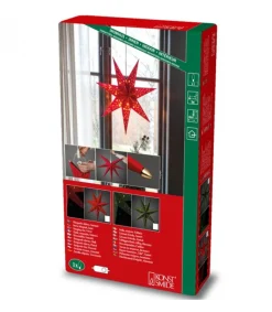 Etoile Lumineuse 7 Branches En Papier Velours Rouge A Suspendre, 60 Cm<Konstsmide, guirlandes lumineuses de Noël Hot