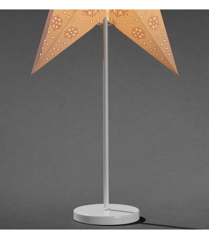 Etoile Lumineuse Electrique 5 Branches En Papier, Blanche, Sur Pied Blanc, 46 Cm<Konstsmide, guirlandes lumineuses de Noël Sale