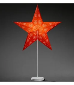 Etoile Lumineuse Electrique 5 Branches En Papier, Rouge, Sur Pied Blanc, 46 Cm<Konstsmide, guirlandes lumineuses de Noël Cheap