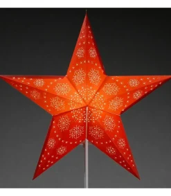 Etoile Lumineuse Electrique 5 Branches En Papier, Rouge, Sur Pied Blanc, 46 Cm<Konstsmide, guirlandes lumineuses de Noël Cheap