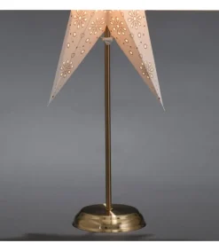 Etoile Lumineuse Electrique 7 Branches En Papier, Blanche, Sur Pied Laiton, 48 Cm<Konstsmide, guirlandes lumineuses de Noël Online