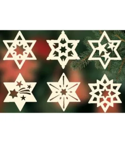 Etoiles En Bois, Déco Sapin De Noël, 6 Motifs Differents - N° 8<Ratags, décos de Noël lumineuses en bois Sale