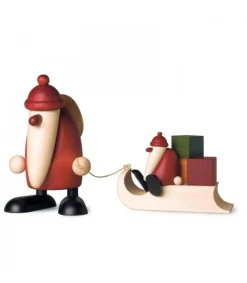 Grand Père Noël Et Cadeaux Sur Luge, 19 Cm<Köhler, Père Noël en bois Best