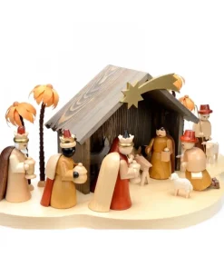Grande Crèche De Noël En Bois Avec Personnages<Richard Glasser, Pyramides de Noël allemandes Cheap