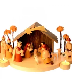 Grande Crèche De Noël En Bois Avec Personnages<Richard Glasser, Pyramides de Noël allemandes Cheap