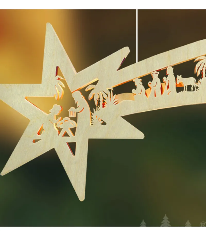 Grande Etoile Lumineuse En Bois A Suspendre<Ratags, décos de Noël lumineuses en bois Store