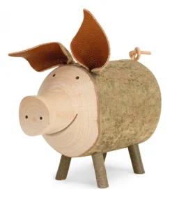 Gros Cochon En Bois, 9 Cm<Waldfabrik, photophore en bois et étoile sapin de Noël New