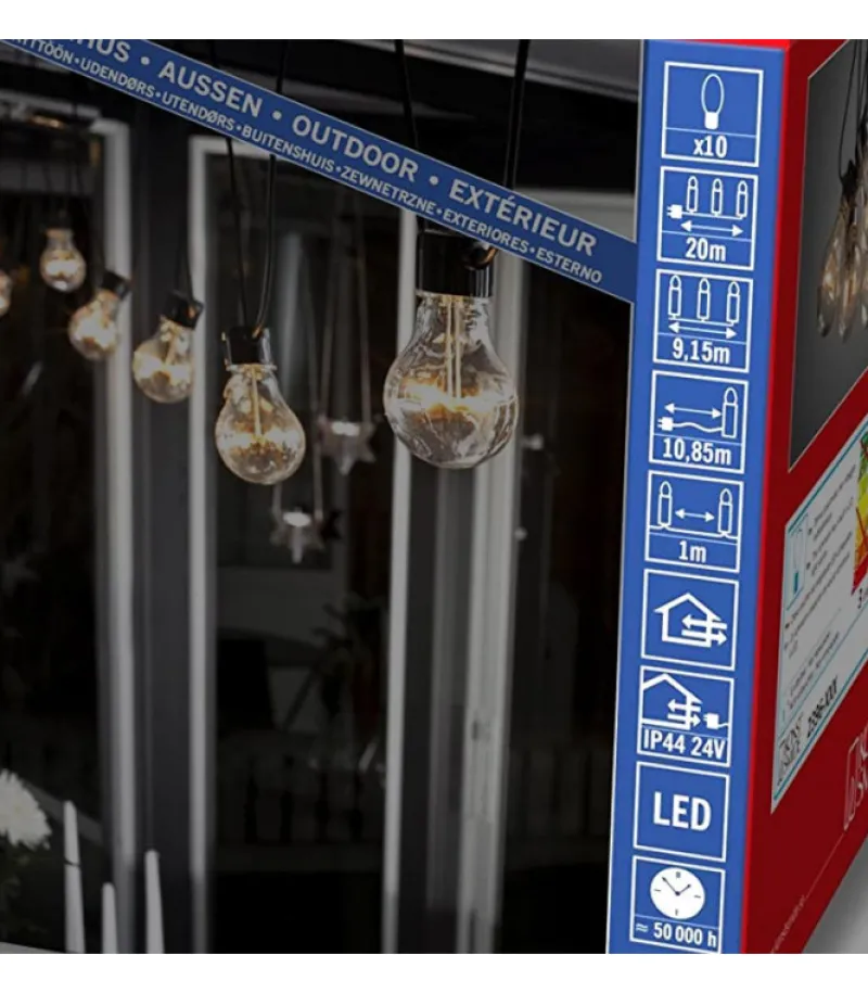 Guirlande Lumineuse De Terrasse 10 M Extensible, 10 Ampoules Ambrees<Konstsmide, guirlandes lumineuses de Noël Flash Sale