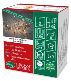 Guirlande Lumineuse Led Effet Gouttes, 100 Diodes Ambrees, Fil Noir<Konstsmide, guirlandes lumineuses de Noël Online