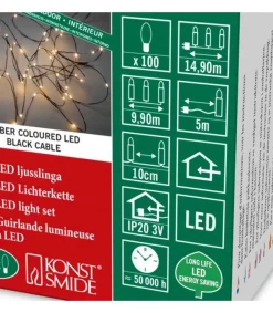 Guirlande Lumineuse Led Effet Gouttes, 100 Diodes Ambrees, Fil Noir<Konstsmide, guirlandes lumineuses de Noël Online