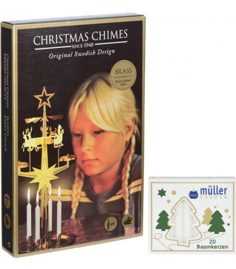 Kit Carillon Père Noël Dore + Bougies<Angel Chimes, carillon des anges Flash Sale