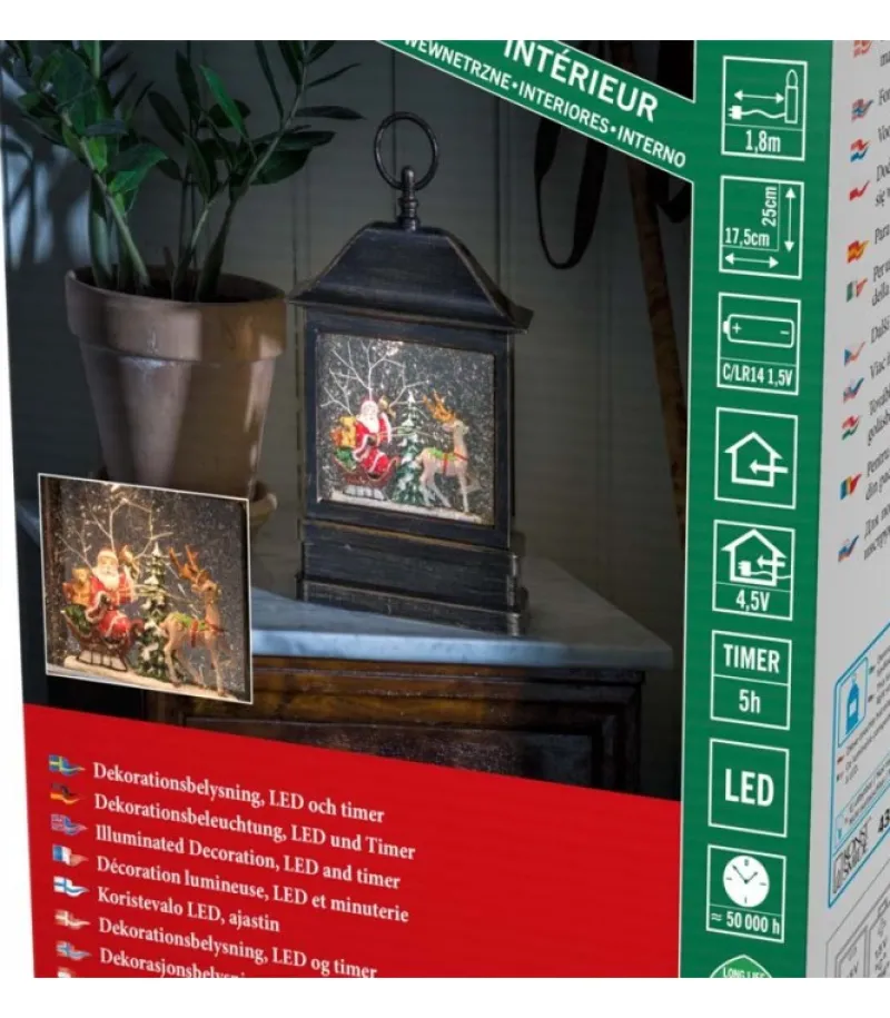 Lanterne À Neige A Led Avec Père Noël Dans Son Traineau, 25 Cm<Konstsmide, guirlandes lumineuses de Noël Discount
