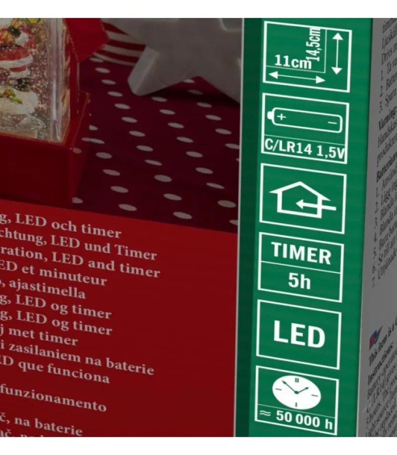 Lanterne À Neige "Cadeau De Noël" Avec Père Noël & Bonhomme De Neige<Konstsmide, guirlandes lumineuses de Noël Shop