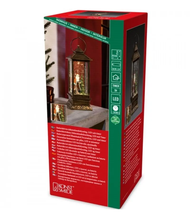 Lanterne De Noël À Neige Avec Père Noël, 27 Cm<Konstsmide, guirlandes lumineuses de Noël Sale