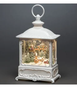 Lanterne De Noël Blanche, Père Noël Volant Au-Dessus D'Un Village<Konstsmide, guirlandes lumineuses de Noël Store