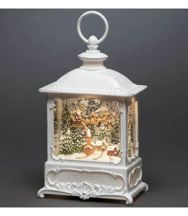 Lanterne De Noël Blanche, Père Noël Volant Au-Dessus D'Un Village<Konstsmide, guirlandes lumineuses de Noël Store