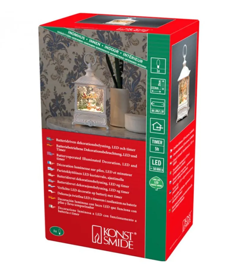 Lanterne De Noël Blanche, Père Noël Volant Au-Dessus D'Un Village<Konstsmide, guirlandes lumineuses de Noël Store