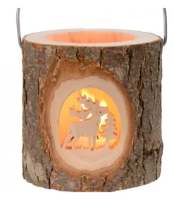 Lanterne Photophore En Bois, Cerf En Foret<Waldfabrik, photophore en bois et étoile sapin de Noël Cheap