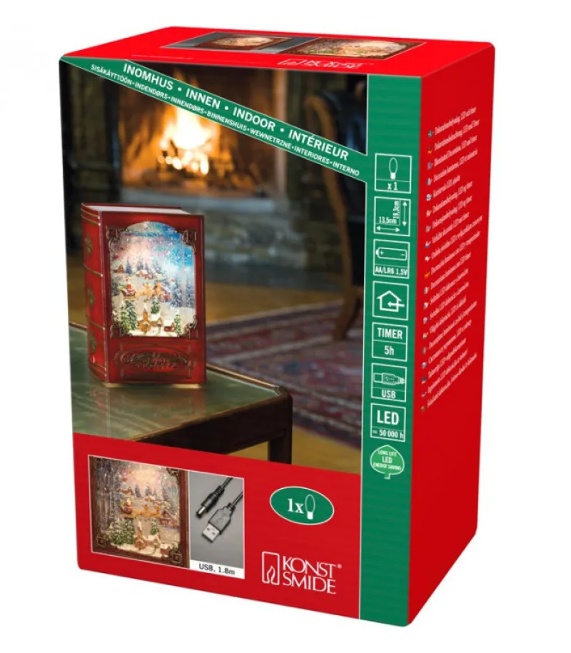 Livre De Noël Lanterne À Neige, Père Noël Dans Un Traineau<Konstsmide, guirlandes lumineuses de Noël Discount