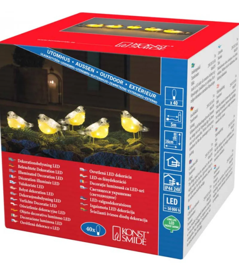 Oiseaux Lumineux Led En Acrylique, 5 Chardonnerets<Konstsmide, guirlandes lumineuses de Noël Store