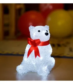 Ours Lumineux A Led En Acrylique Avec Ruban Rouge, 18 Cm<Konstsmide, guirlandes lumineuses de Noël Sale