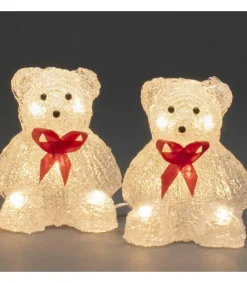 Oursons Lumineux A Led En Acrylique Avec Ruban Rouge, 12 Cm<Konstsmide, guirlandes lumineuses de Noël Store