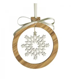 Pendentif En Bois D'Olivier 7Cm, Motif Cristal De Neige N°2<Waldfabrik, photophore en bois et étoile sapin de Noël Flash Sale