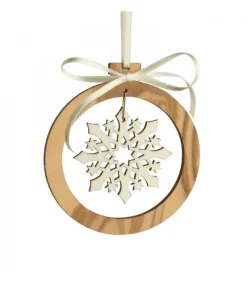 Pendentif En Bois D'Olivier 7Cm, Motif Cristal De Neige N°3<Waldfabrik, photophore en bois et étoile sapin de Noël Discount