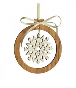 Pendentif En Bois D'Olivier 7Cm, Motif Cristal De Neige N°1<Waldfabrik, photophore en bois et étoile sapin de Noël Sale