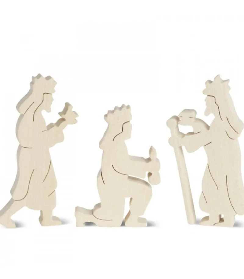 Personnages De Crèche, Rois Mages Bois Naturel, 10 Cm<Waldfabrik, photophore en bois et étoile sapin de Noël Online