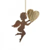 Petit Ange En Metal A Suspendre Et Coeur En Bois<Waldfabrik, photophore en bois et étoile sapin de Noël Best