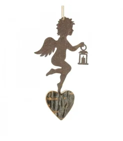 Petit Ange En Metal A Suspendre Et Lanterne Dans La Main<Waldfabrik, photophore en bois et étoile sapin de Noël Hot