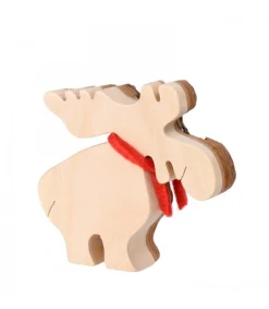 Petit Elan En Bois Avec Noeud Rouge 8 Cm<Waldfabrik, photophore en bois et étoile sapin de Noël Cheap