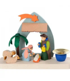 Petite Crèche De Noël Pour Enfant Avec Bougeoir<Graupner, décoration de sapin de Noël, Déco Noël enfant Shop