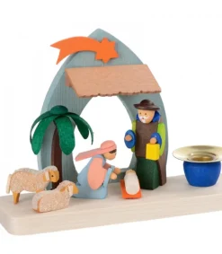Petite Crèche De Noël Pour Enfant Avec Bougeoir<Graupner, décoration de sapin de Noël, Déco Noël enfant Shop