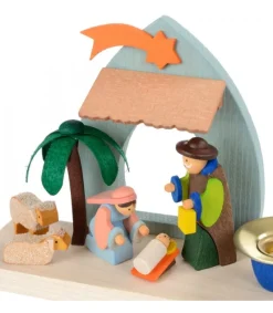 Petite Crèche De Noël Pour Enfant Avec Bougeoir<Graupner, décoration de sapin de Noël, Déco Noël enfant Shop