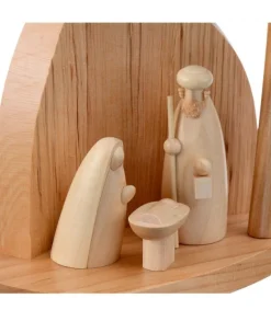 Petite Crèche Moderne En Bois Avec Un Palmier Et La Nativite<Schalling, crèche moderne Clearance