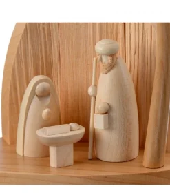 Petite Crèche Moderne En Bois Avec Un Palmier Et La Nativite<Schalling, crèche moderne Clearance
