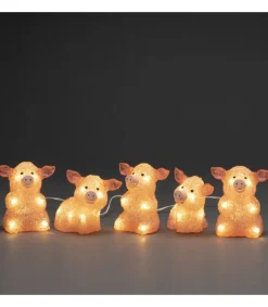 Petits Cochons Roses Lumineux En Acrylique Led 12,5 Cm, Lot De 5<Konstsmide, guirlandes lumineuses de Noël New