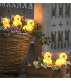 Petits Cochons Roses Lumineux En Acrylique Led 12,5 Cm, Lot De 5<Konstsmide, guirlandes lumineuses de Noël New